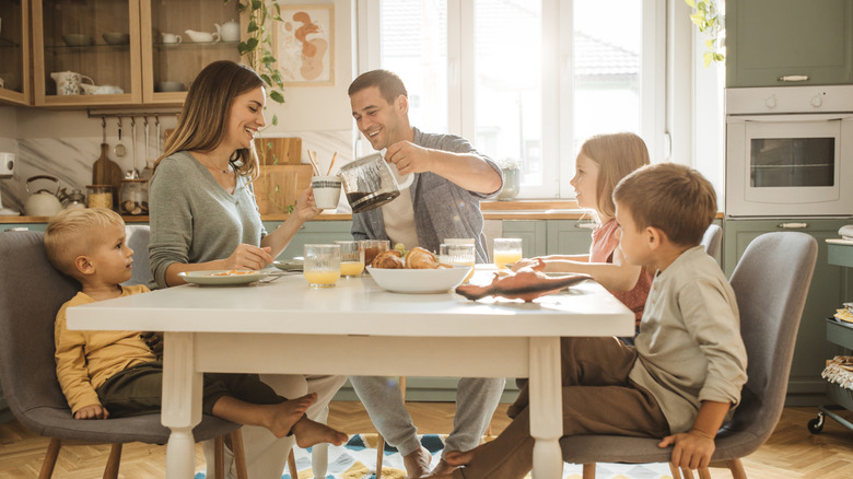 A family eating at their kitchen table