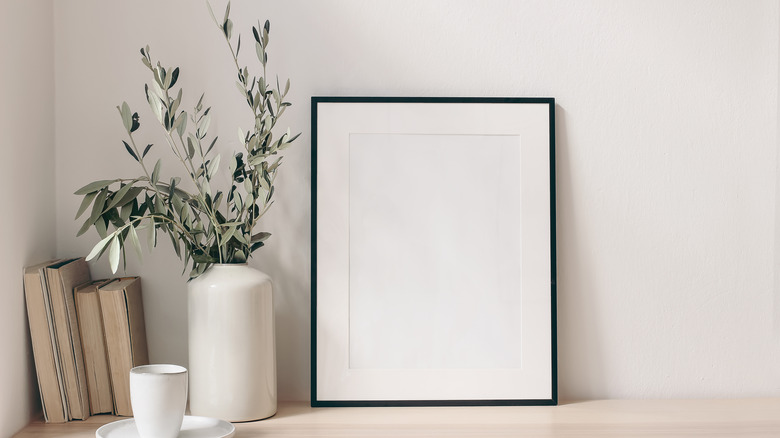 Empty frame on shelf