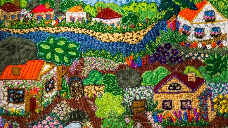 colorful embroidered tapestry
