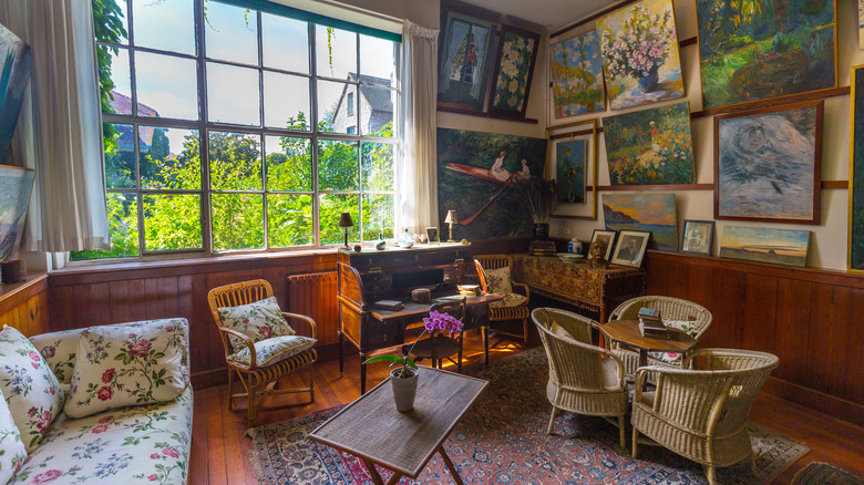impressionist paintings on a wall