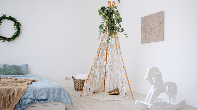 macrame tent in a room