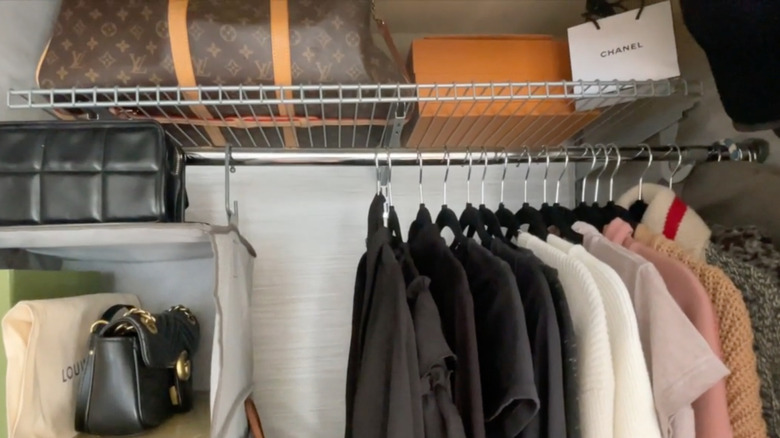 Closet with high wire shelf