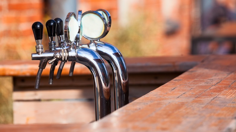 Beer taps at outdoor bar