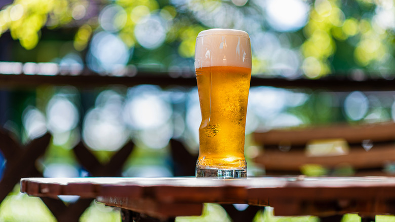 Beer on wooden table