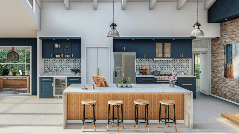 blue kitchen cabinets