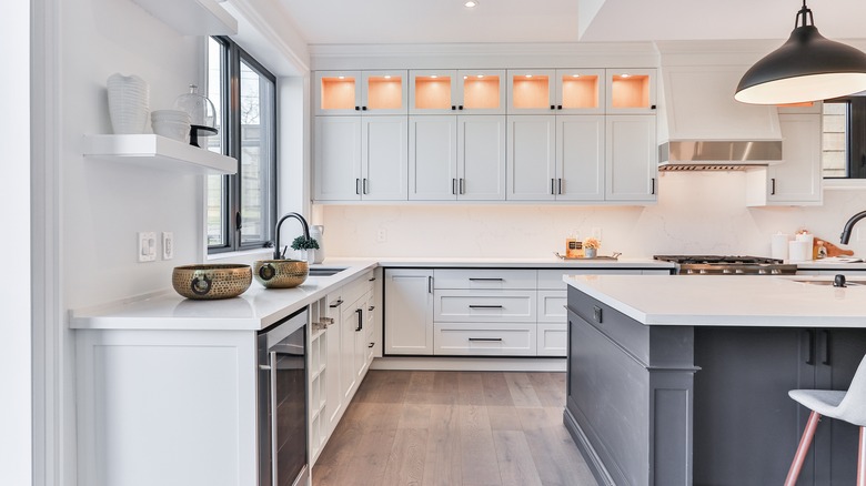 kitchen with cabinet lighting