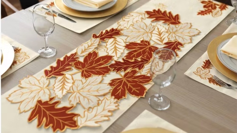 Autumnal table centerpiece on dining table