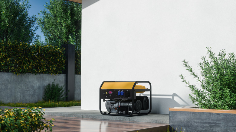 Fossil fuel backup generator outide a house