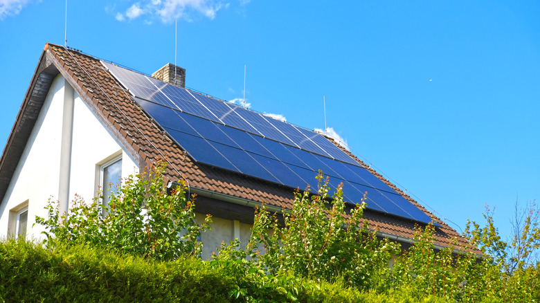 Solar panels on the roof of a house