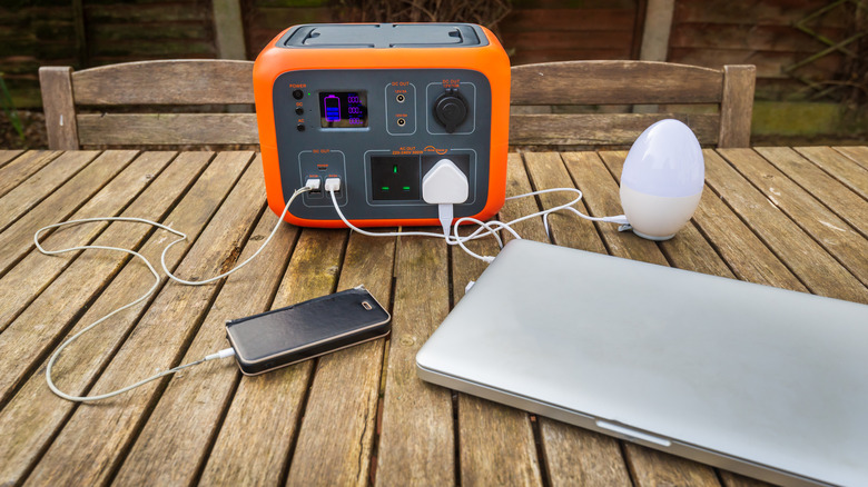Portable power station charging household items