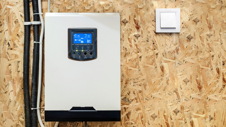 Home battery set up on garage wall