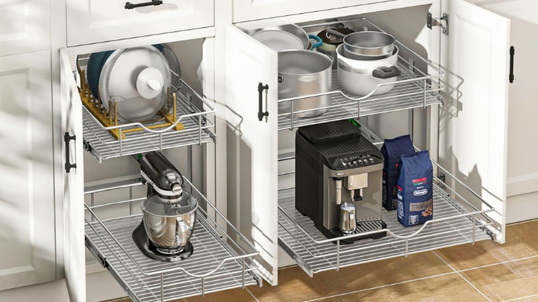 The two-tier kitchen cabinet pull-out shelf