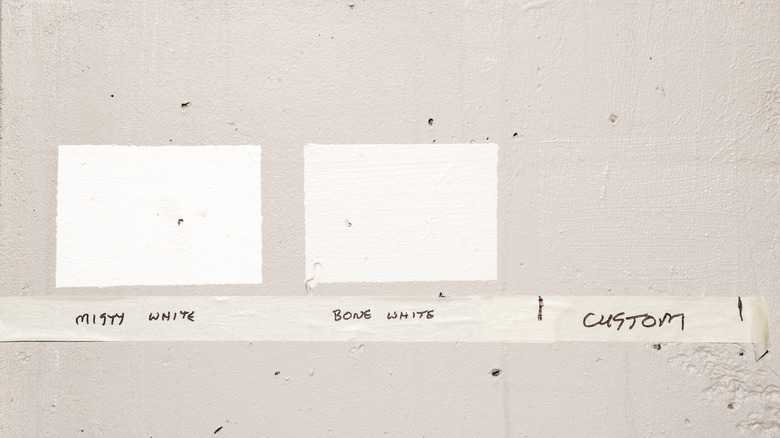Paint swatches on an exterior wall