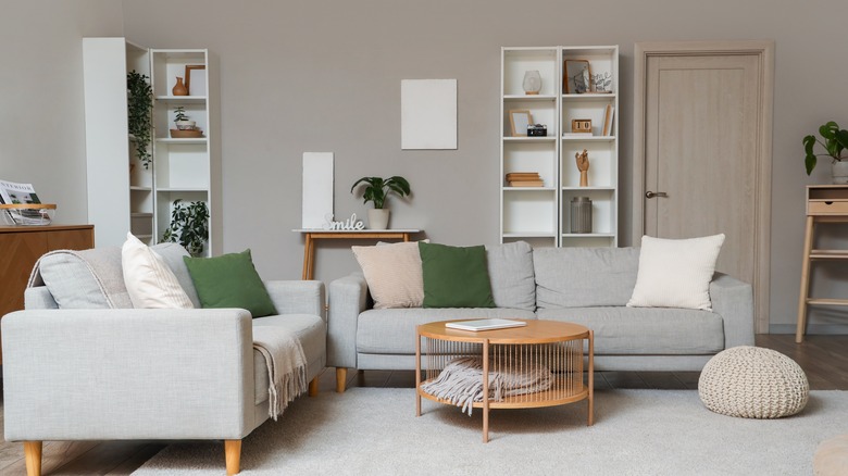 A room with warm grey walls