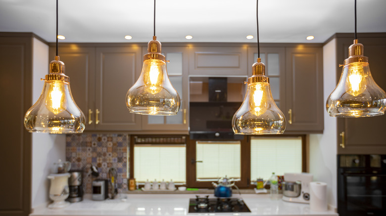 Kitchen with pendant lighting