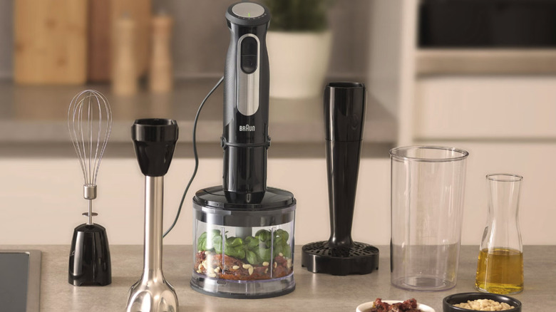 Braun's MultiQuick 5 Pro 4-in-1 Immersion Blender set on a kitchen counter