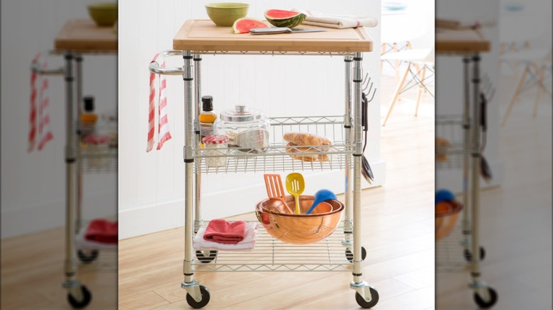 Trinity's EcoStorage Bamboo Top Kitchen Cart