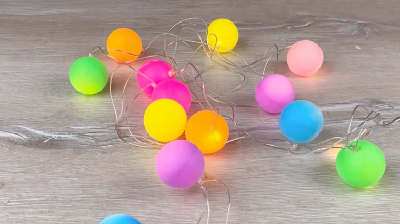 Glowing fairy lights with plastic balls