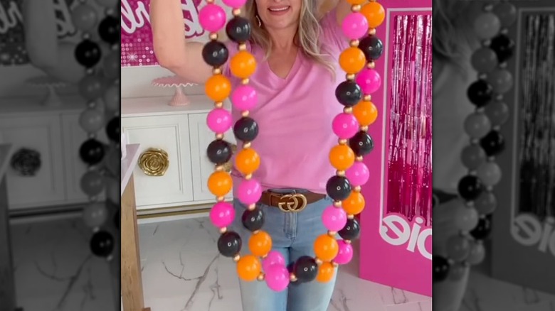 Halloween colored garland made from ball pit balls
