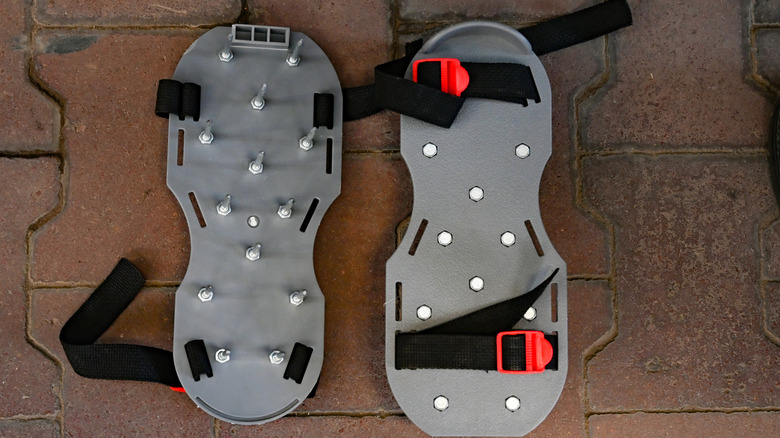 Soil aeration shoe attachements