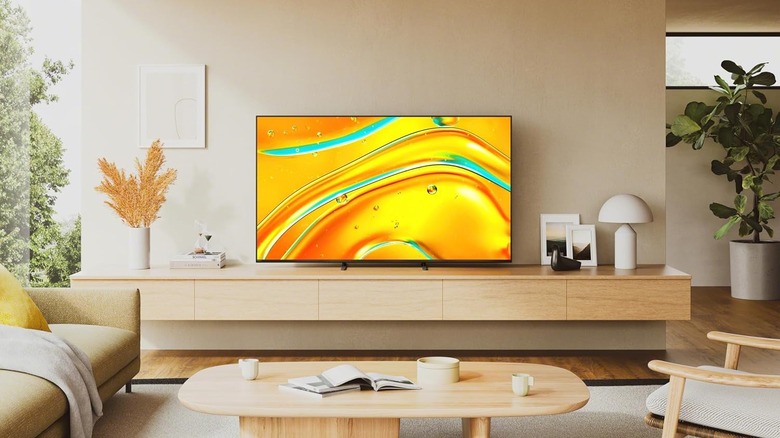 The Sony 65-inch BRAVIA Mini LED 4k HDR Smart Google TV in a Scandi-style living room setting