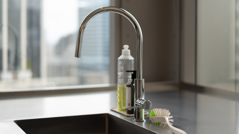 stainless steel tap in the kitchen