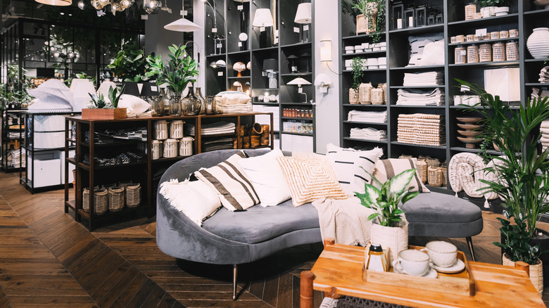 Home accessories and household products in a store