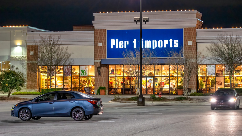 A Pier 1 Imports store at night