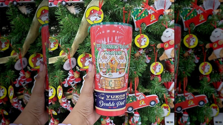 Holiday metal tumbler from Buc-ee's