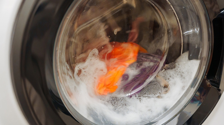 washing machine with washing in