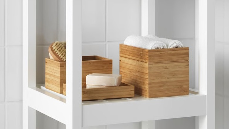 IKEA DRAGAN bamboo container set holding bathroom essentials