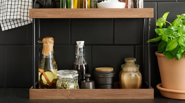 IKEA NÅLBLECKA organizer against tiled kitchen backsplash