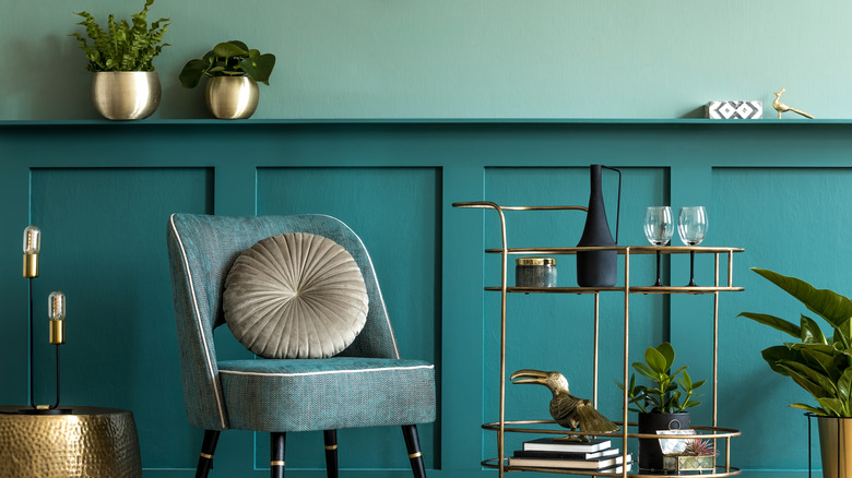 Half paneled green wall