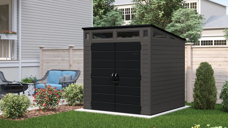 Suncast 7-ft x 7-ft Modernist Black Resin Storage Shed
