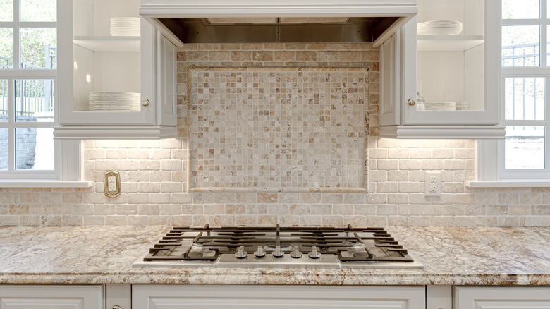 Natural stone backsplash