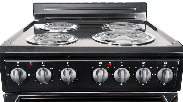A close-up of a LEVELLA range cooktop