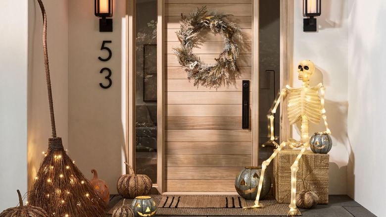 Light up skeleton on front porch