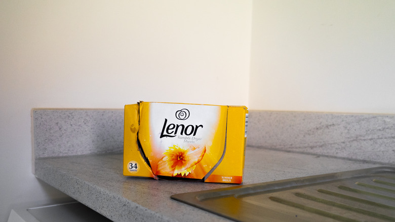 Dryer sheets box on counter