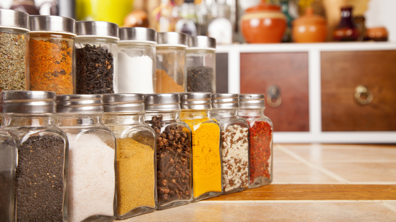 jars of spice in kitchen