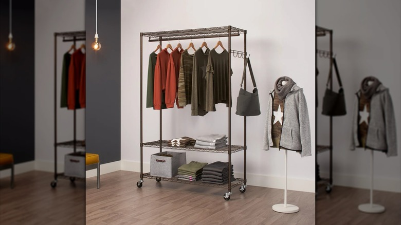 Trinity's Bronze Rolling Garment Rack