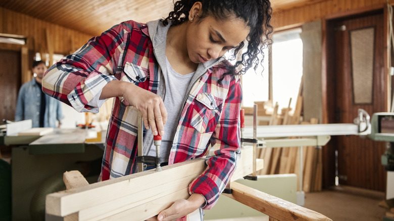 woman working with wood