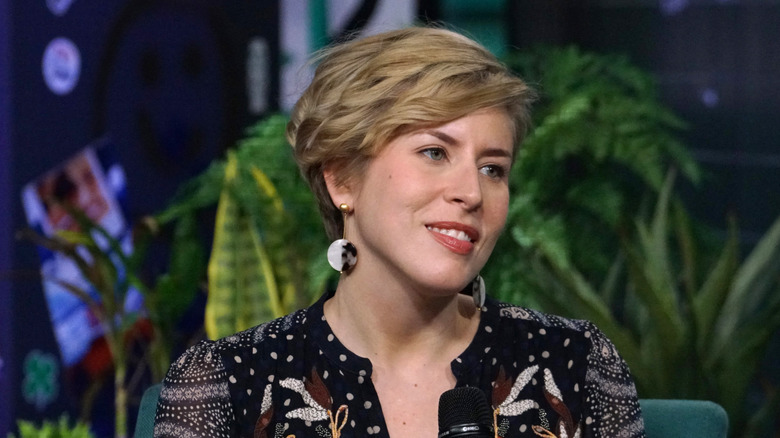 A close up on Erin Napier with a microphone