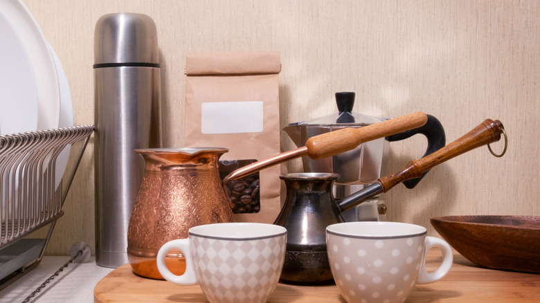 coffee station on kitchen counter