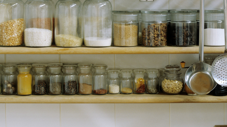spices on kitchen shelf
