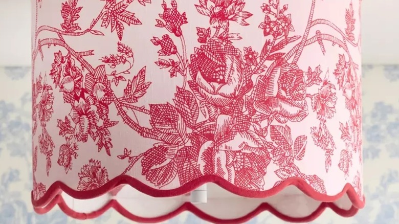 Red floral scalloped light shade