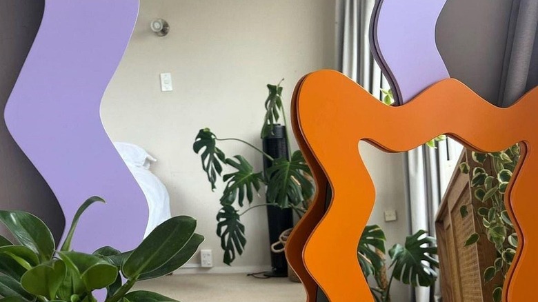 Closeup of colorful squiggle mirrors