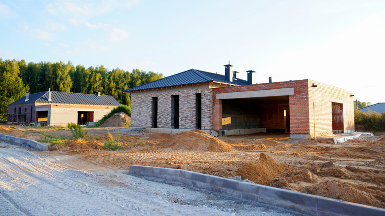 A prefabricated home under construction