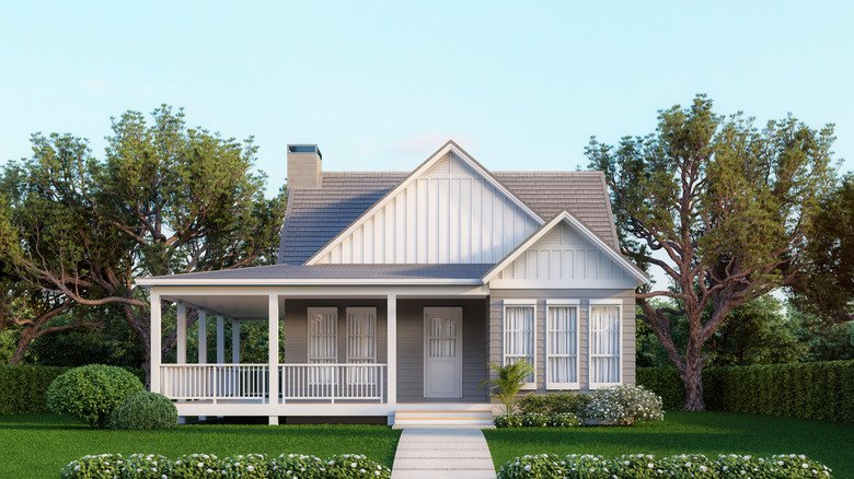A small home with a front porch
