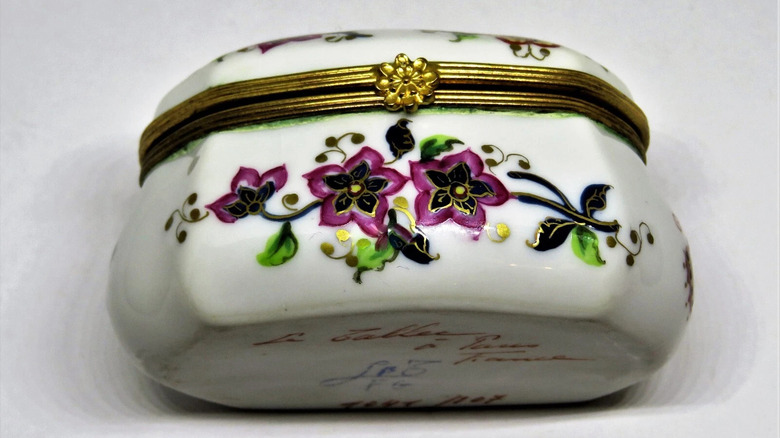 Haviland & Co. Limoges vintage flowers and butterfly trinket box
