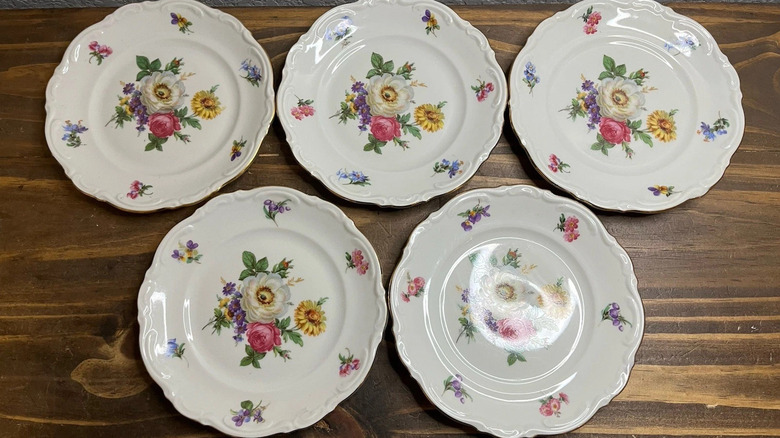 Meissen floral porcelain saucers from 1950s Germany